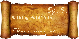 Sziklay Valéria névjegykártya